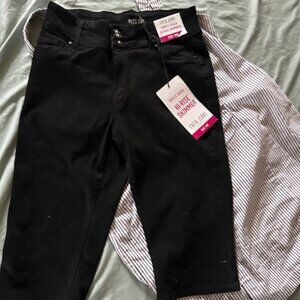 NEW size  14w 14 w womens black denim jeans pants stretch  capri capris